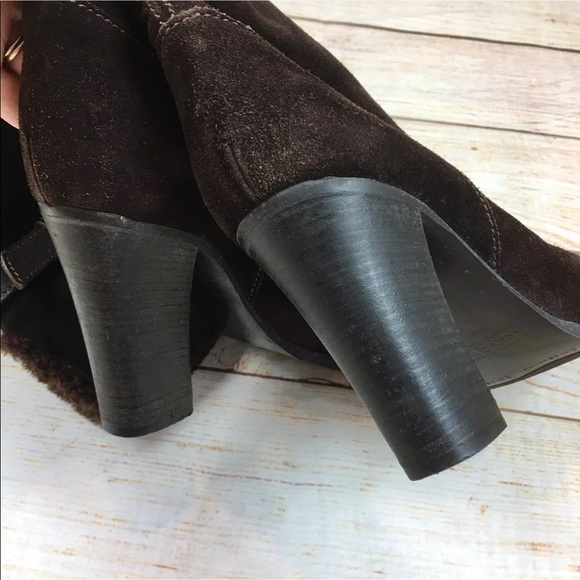 J Crew Italy shearling cuff suede boots sz 7 - Picture 6 of 9